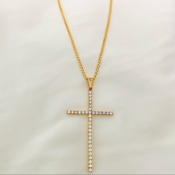 CZ Cross Necklace - Picture 3 of 4